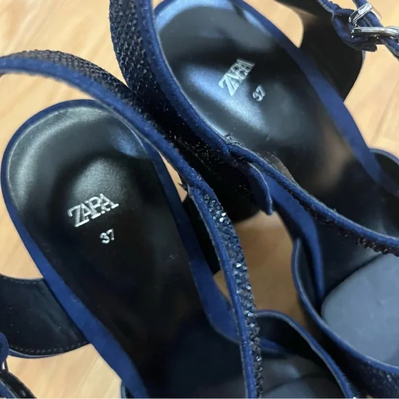 Zara Blue Rhinestone Platform Heels - Picture 5 of 9